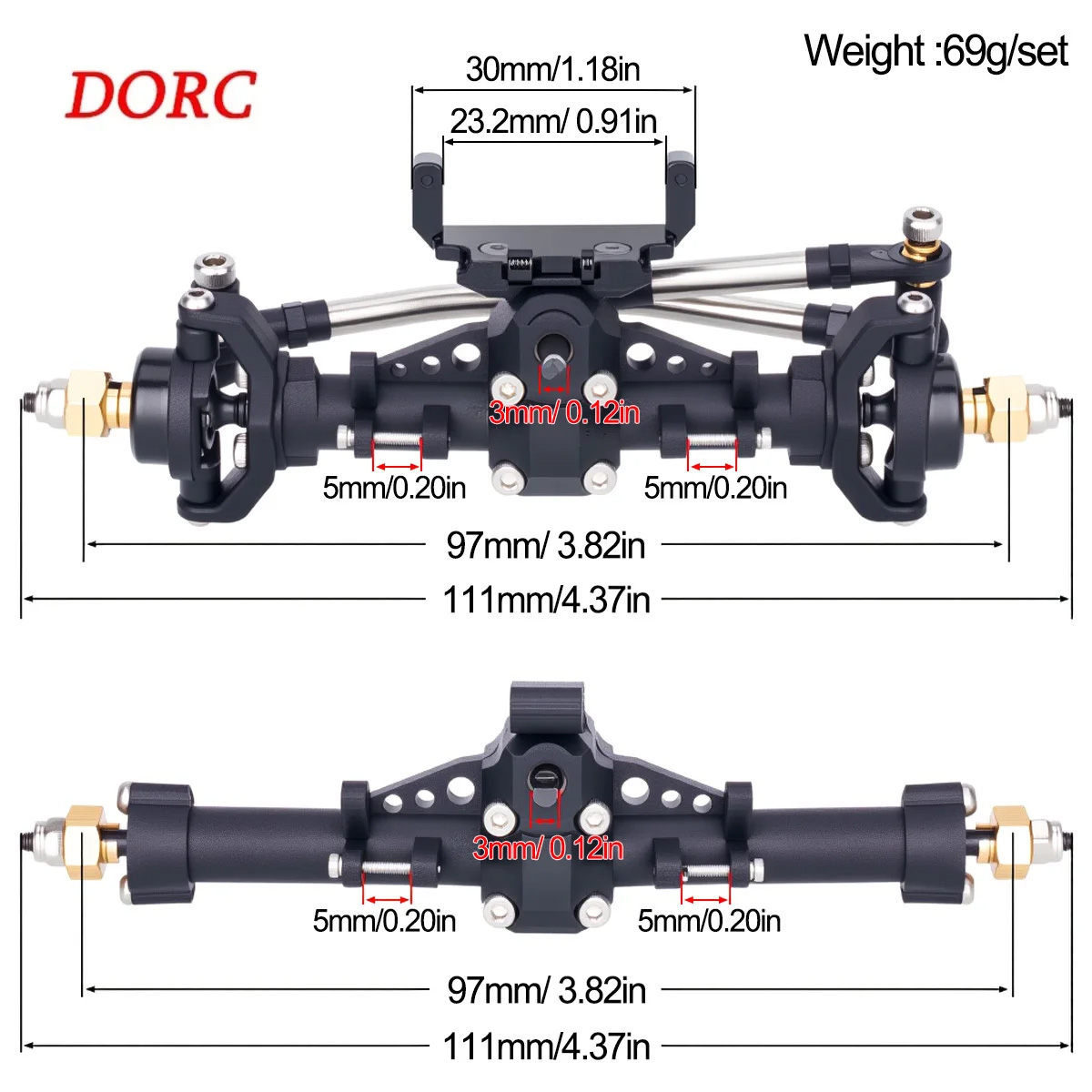 Rc Hobby Products - 1 Satz Kunststoffachsen mit Servohalterung für